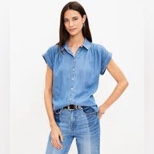 LOFT Petite Chambray Dolman Everyday Shirt, Size LP